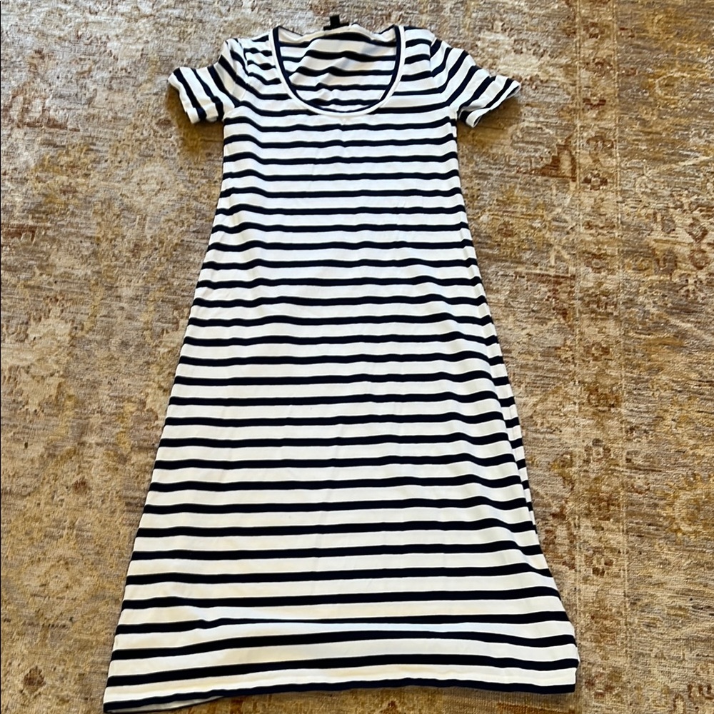 J. Crew Navy  and White Sheath Midi Dress
